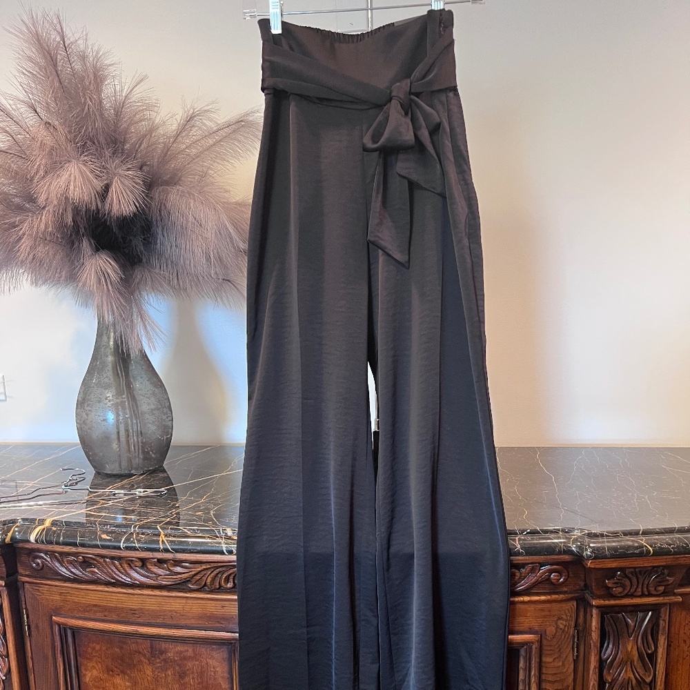 Express High Rise Flowing Wide Leg Pant with Tie at waist, Size XS